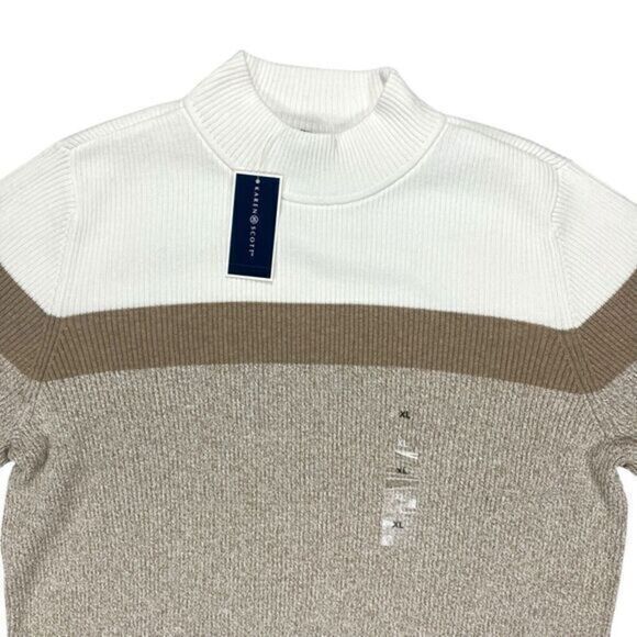 Karen Scott Colorblock Mock Neck Sweater Womens Sz XL Brown Casual Pullover New - Picture 3 of 16